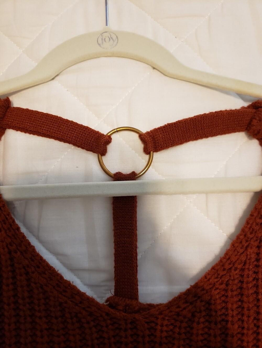 Unique Ribbed Knit Sweater With Fun Details - Cinnamon Color - Picture 6 of 7
